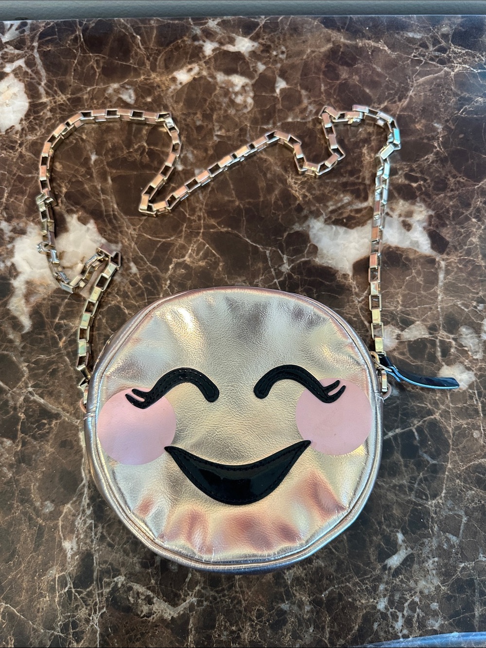 kate spade metallic Emoji Crossbody with Pink Cheeks